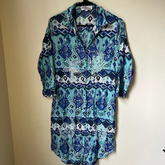 Antica Sartoria Blue Printed Tunic, size 1 - Picture 2 of 7